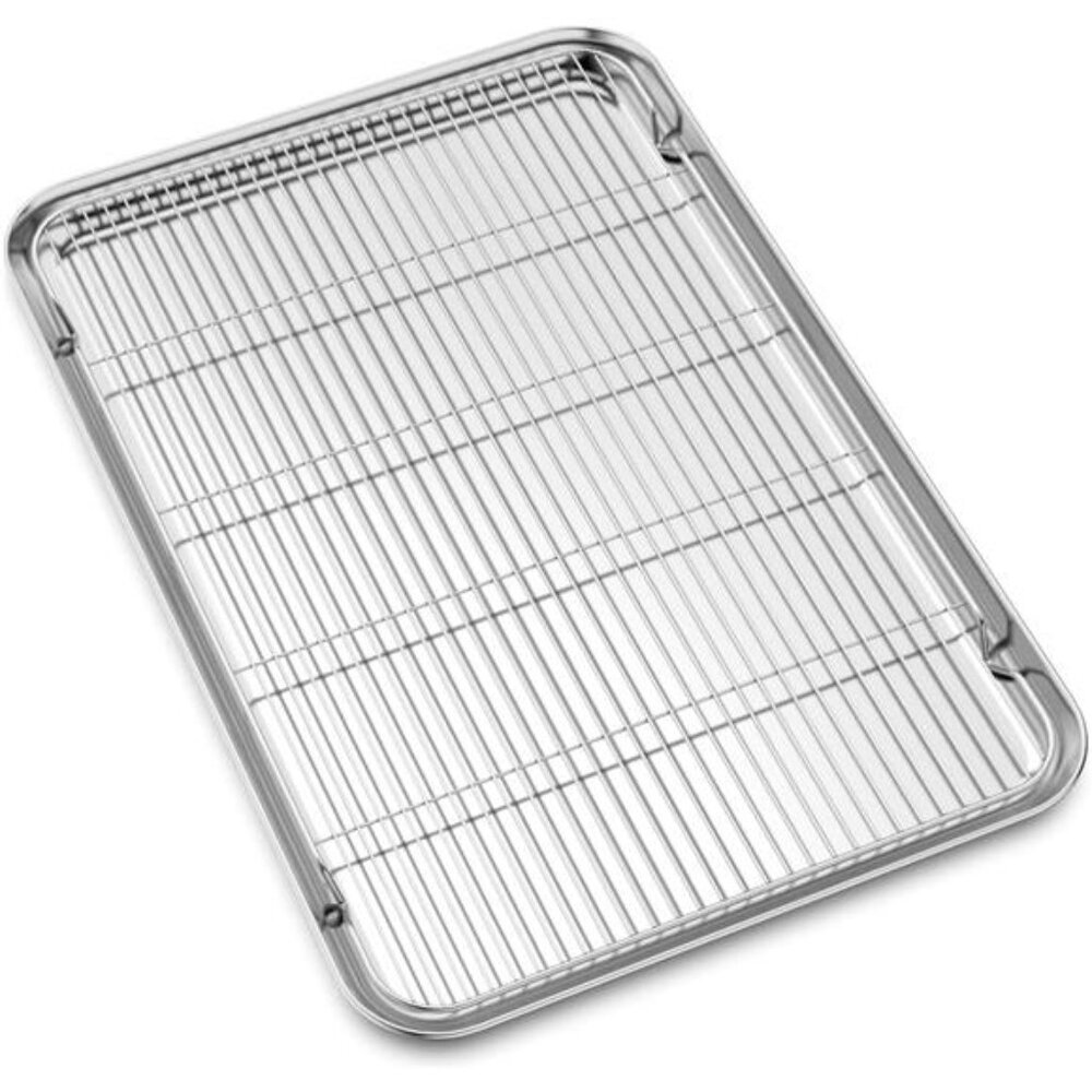Large Set Baking Sheet and Cooling Rack Set, Bastwe 24L x 16W x 1H inch